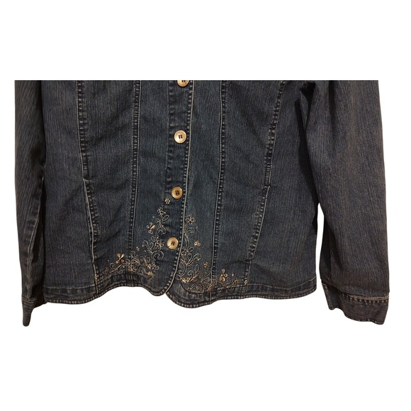 Alfred Dunner Shirt  Rhinestones Denim Button Up Front Pocket Womens Size 12 SEE - Picture 5 of 14